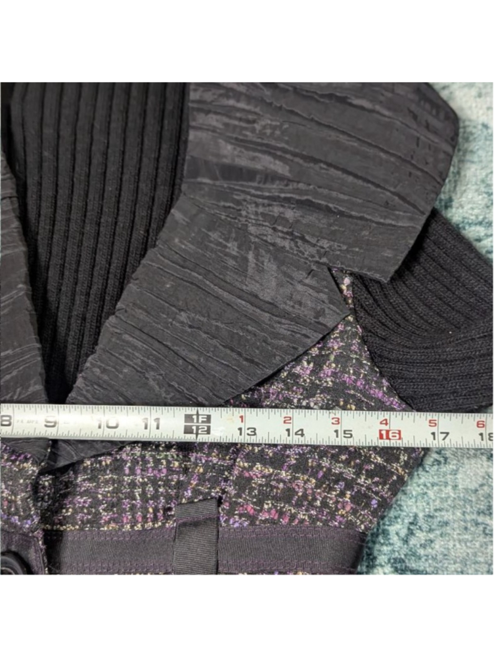 VEX Collection Vintage Mixed Media Tweed Knit Cardigan Jacket - Made in Canada M - Picture 13 of 15